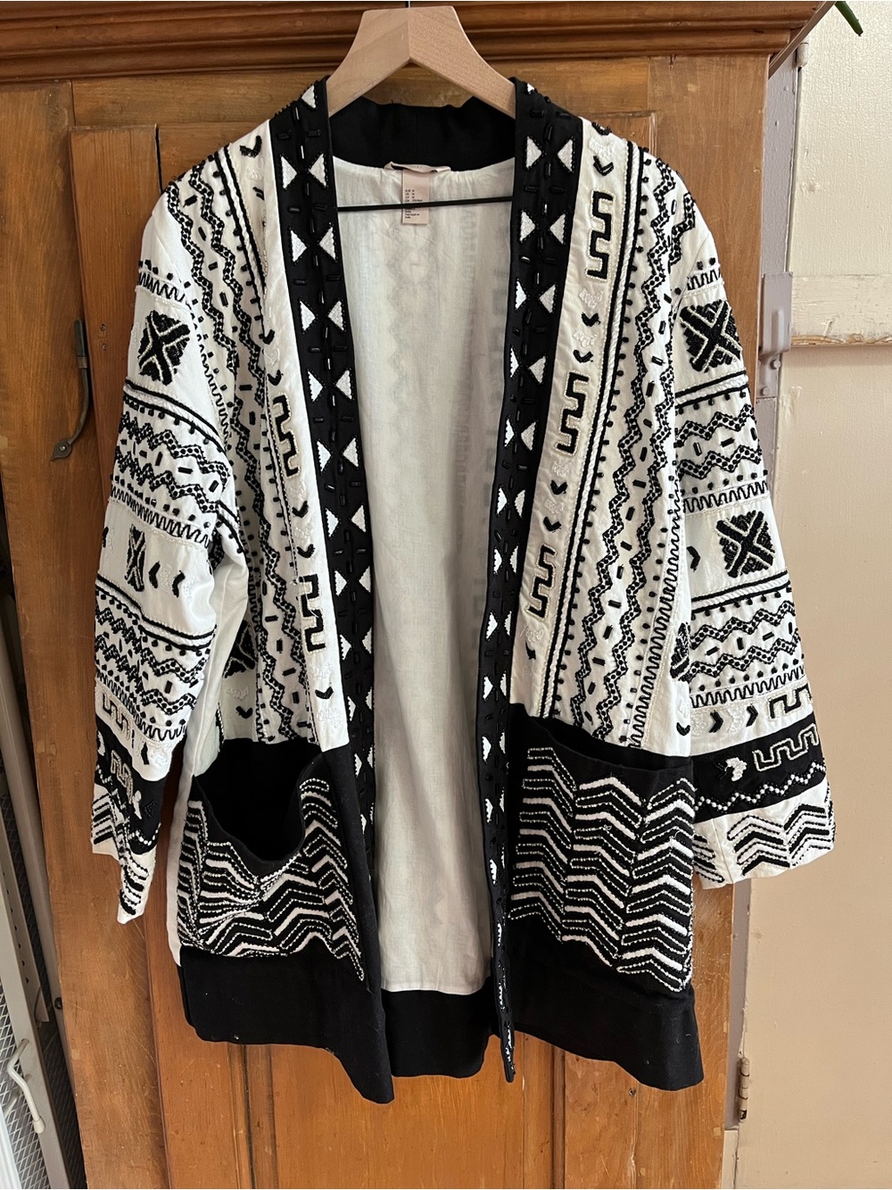 H&M Black and White Beaded Jacket